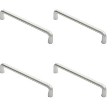 4x Rounded D Shaped Bar Handle 450 x 22mm Diameter Satin Anodised Aluminium