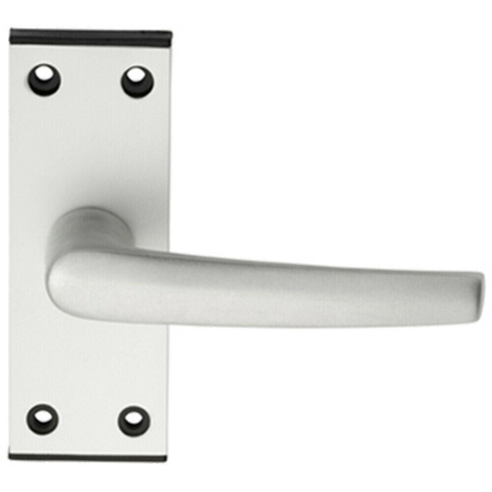 Loops Unisex Multicolor Pair Straight Lever On Latch Backplate Door Handle 102 X 38Mm Satin Aluminium - Image 2