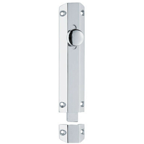 Loops Surface Mounted Flat Sliding Door Bolt Lock 202 x 36mm Polished Chrome