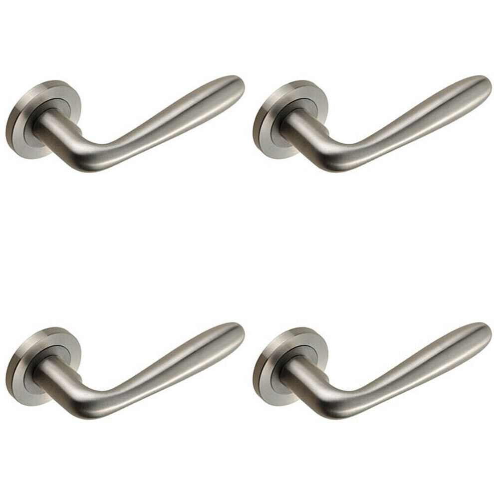 Loops 4X Pair Smooth Rounded Bar Handle On Round Rose Concealed Fix Satin Steel