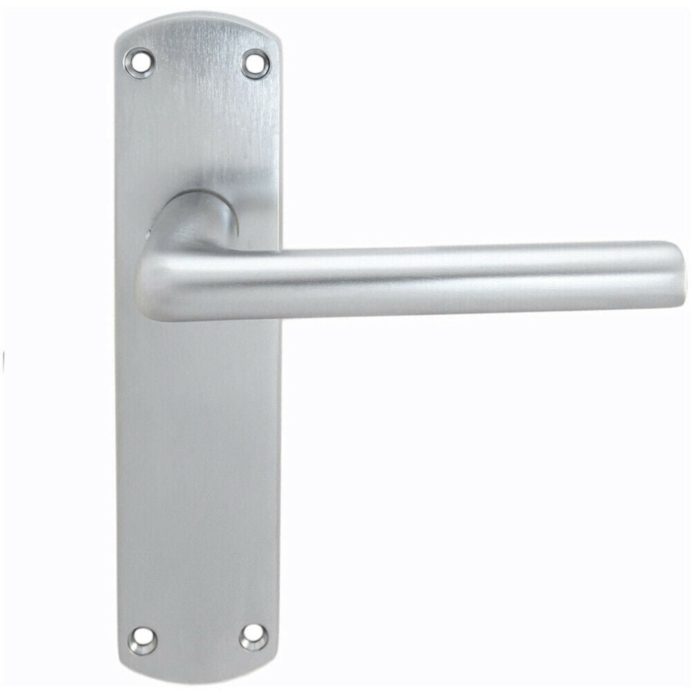 Rounded Straight Bar Handle On Latch Backplate 170 X 42Mm Satin Chrome 5056492575798