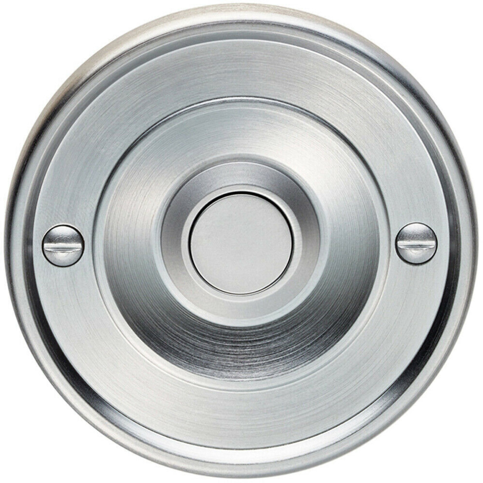 Loops Decorative Door Bell Cover Satin Chrome 65 X 7Mm Round Sleek Button Plate