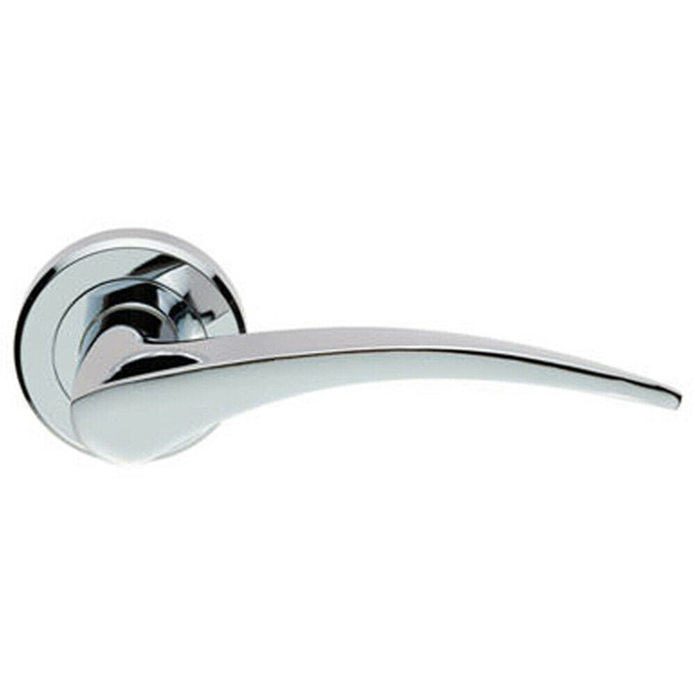 Pair Arched Tapered Handle On Round Rose Concealed Fix Polished Chrome 5056492576306
