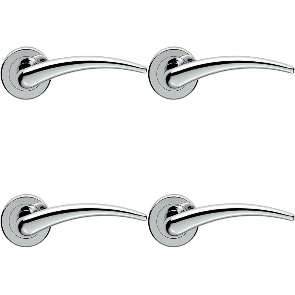 4x PAIR Arched Tapered Bar Handle on Round Rose Concealed Fix Polished Chrome