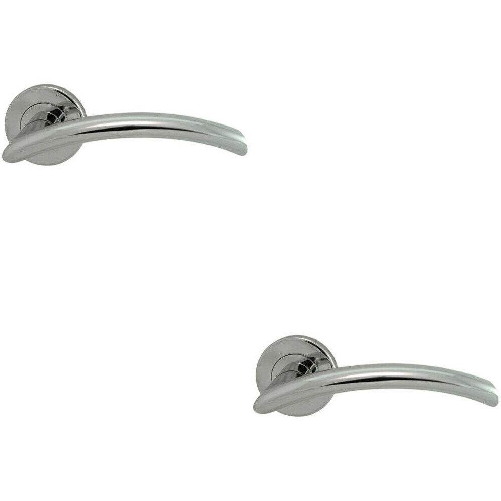 2X Pair Oval Shaped Arched Bar Handle Concealed Fix Round Rose Polished Chrome 5056492593129
