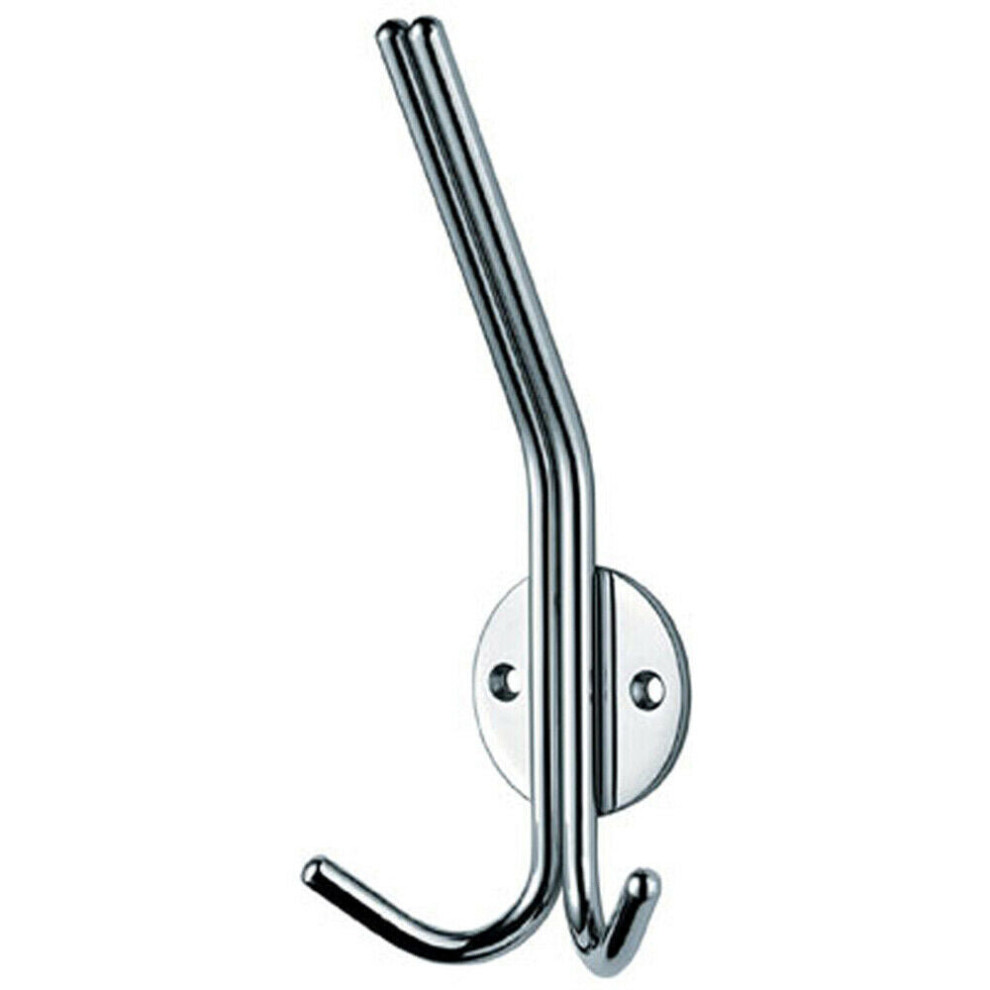 Slimline Hat & Double Coat Hook 35mm Projection Bright Stainless Steel