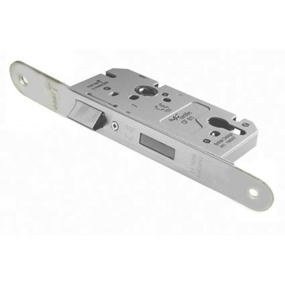 Architectural DIN Euro Profile Sashlock Radius Forend Satin Stainless Steel