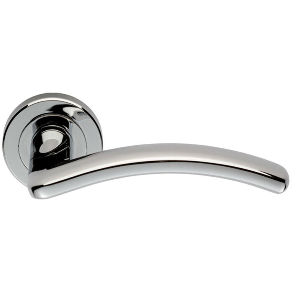 Loops Pair Oval Shape Arched Bar Lever On Round Rose Concealed Fix Polished Chrome