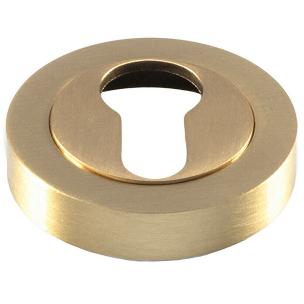 50Mm Euro Profile Round Escutcheon Concealed Fix Satin Brass Keyhole Cover