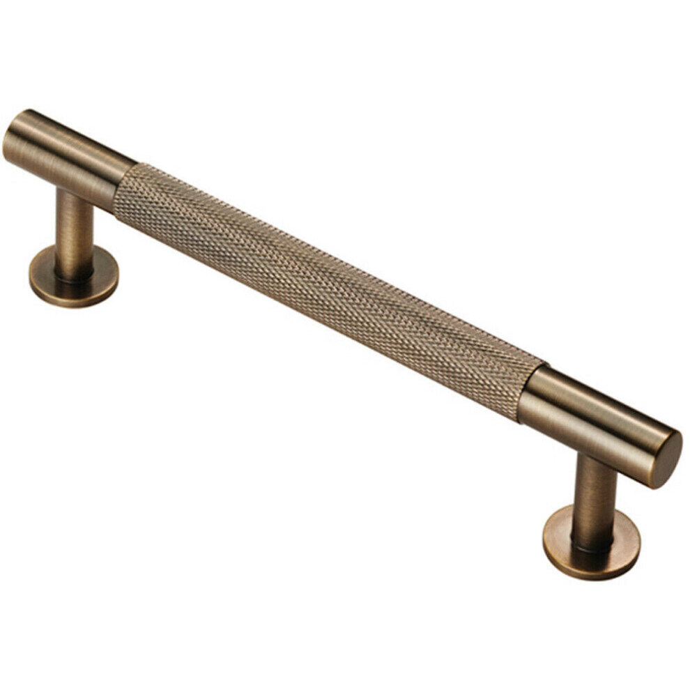 Knurled Bar Door Pull Handle 158 X 13Mm 128Mm Fixing Centres Antique Brass 5056492573572