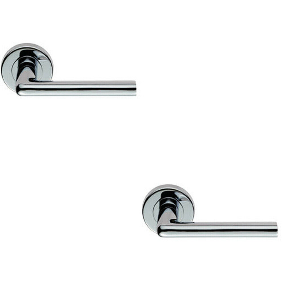 Loops 2X Pair Rounded Straight Bar Handle Concealed Fix Round Rose Polished Chrome