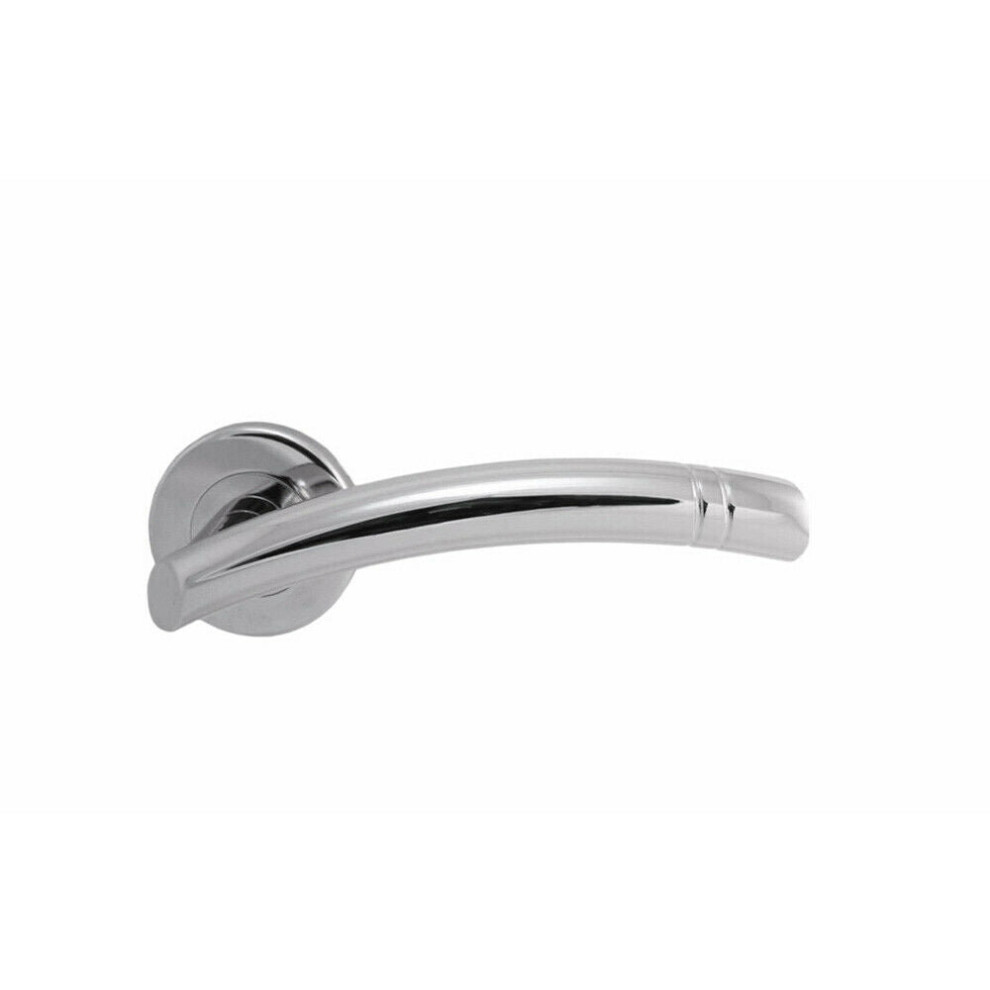 PAIR Arched Round Bar Lever with Ring Detailing Concealed Fix Polished Chrome