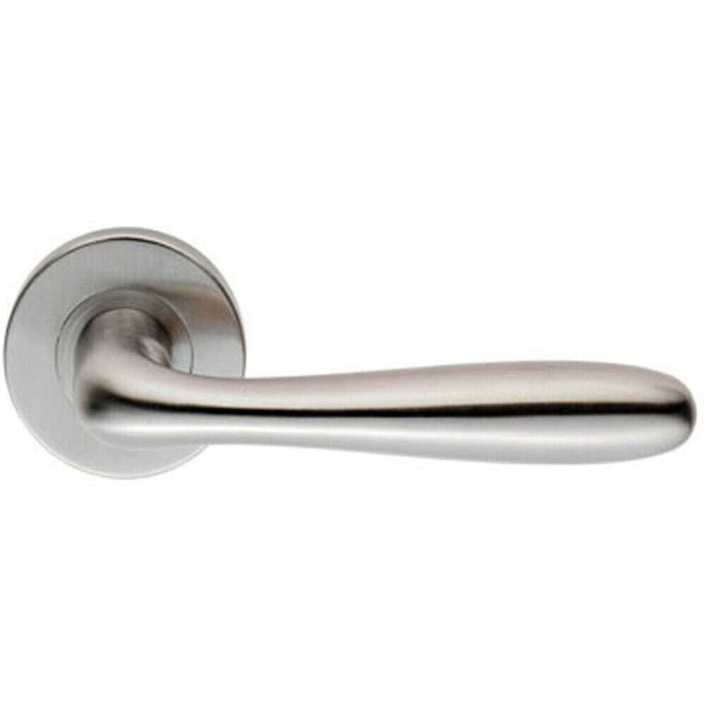 PAIR Smooth Rounded Bar Handle on 8mm Round Rose Concealed Fix Satin Steel