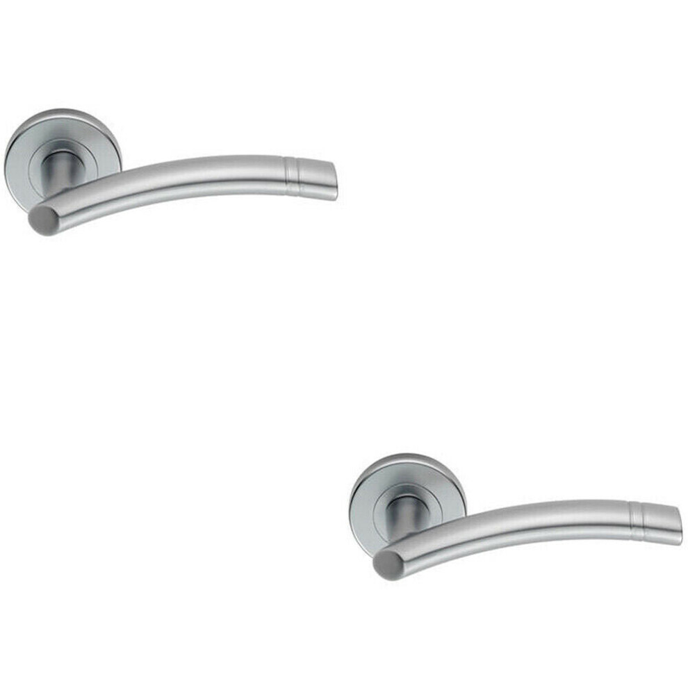 Loops 2X Pair Arched Round Bar Handle With Ring Detailing Concealed Fix Satin Chrome