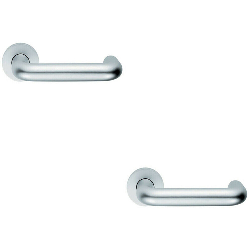2X Pair 22Mm Round Bar Safety Lever On Round Rose Dda Compliant Satin Aluminium 5056492592948