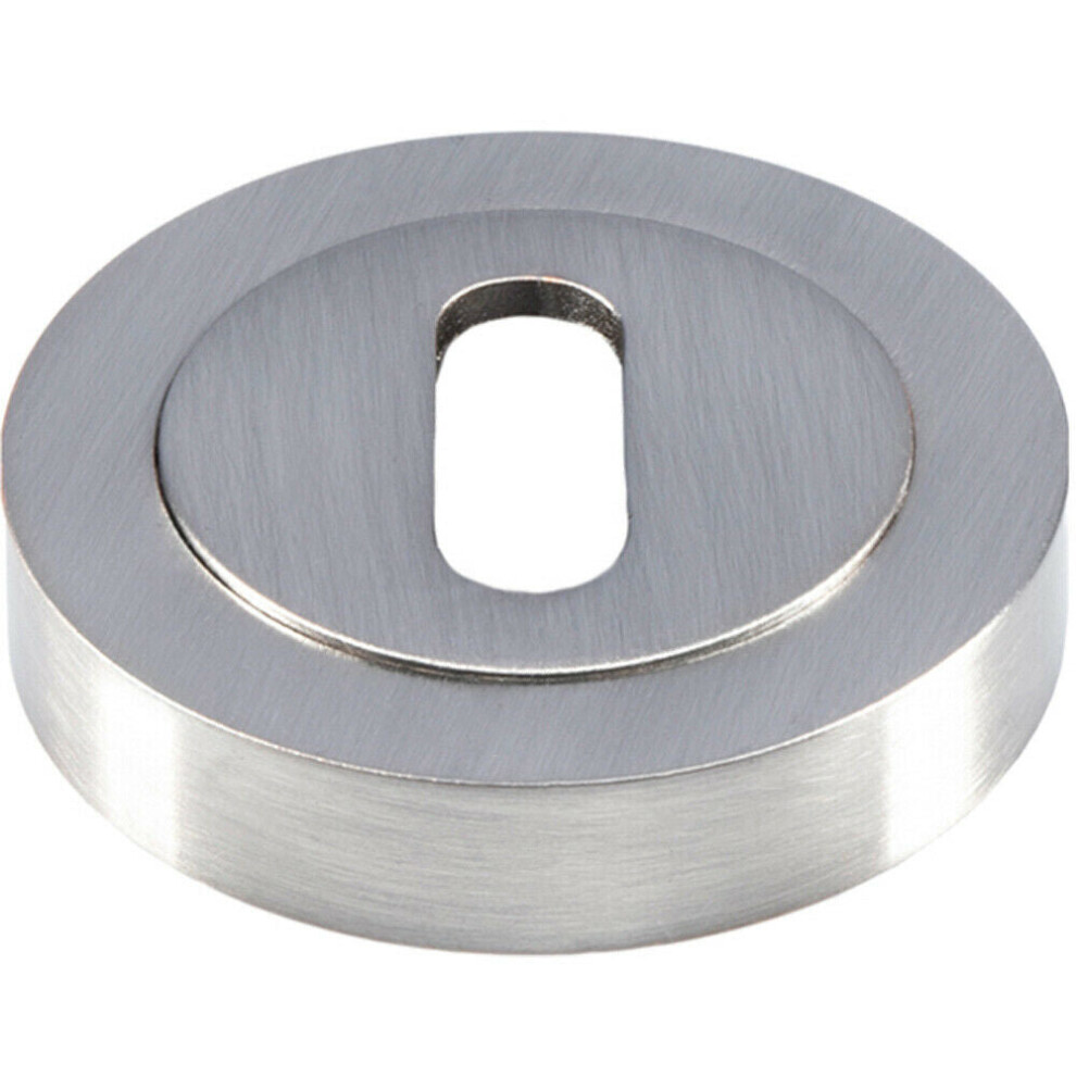 50Mm Lock Profile Round Escutcheon Concealed Fix Satin Nickel Keyhole Cover 5056492568684