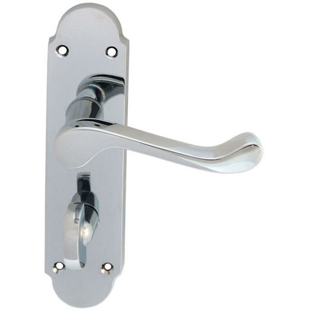 Loops Pair Victorian Upturned Lever On Bathroom Backplate 170 X 42Mm Polished Chrome