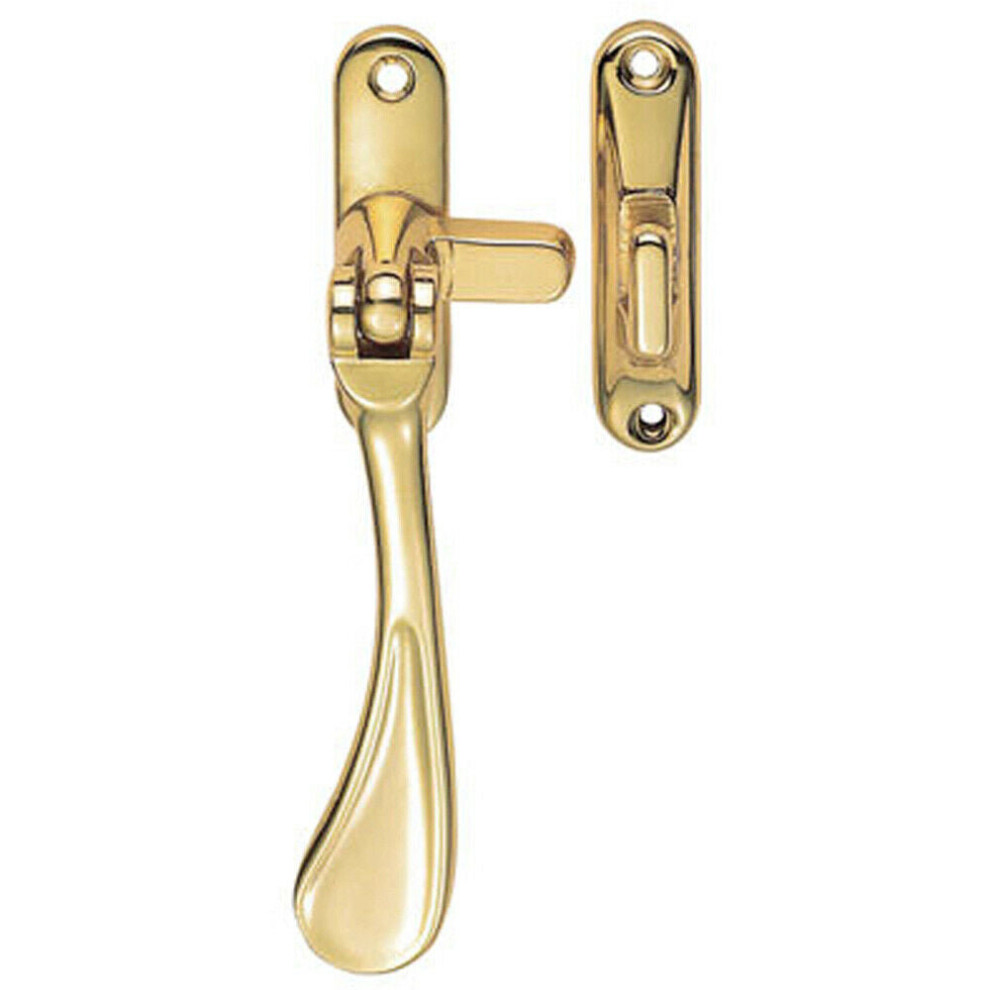 Spoon End Reversible Casement Window Fastener 124mm Length Polished Brass