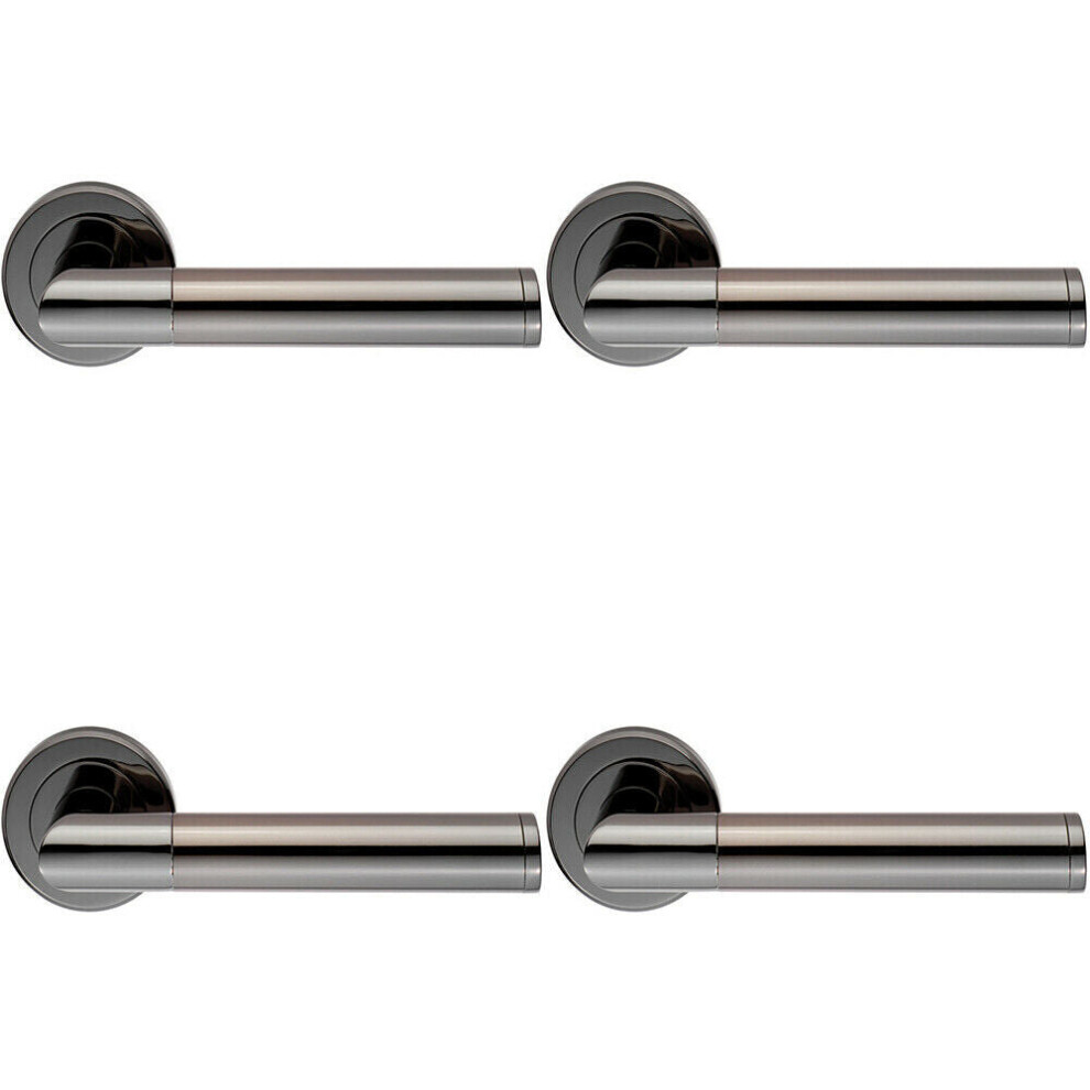 4X Pair Sectional Round Bar Handle On Round Rose Concealed Fix Black Nickel 5056524207437
