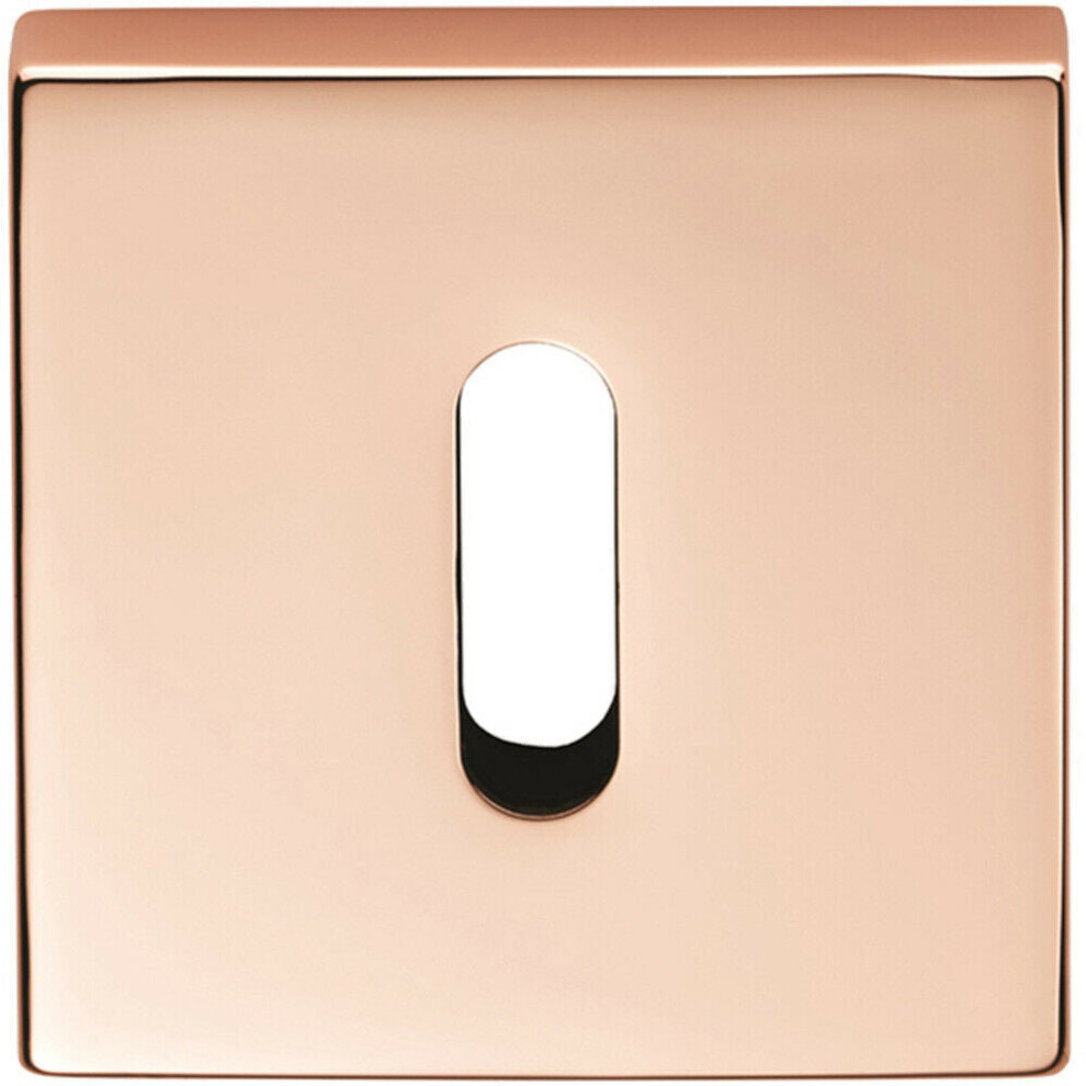 Square Lock Profile Escutcheon Concealed Fix 52 x 52mm Polished Copper