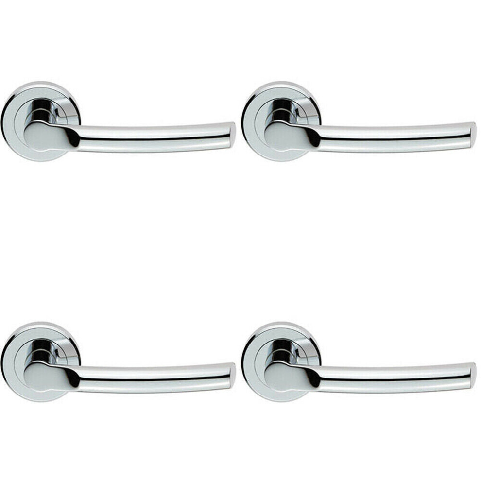 Loops 4X Pair Curved Round Bar Handle On Round Rose Concealed Fix Polished Chrome