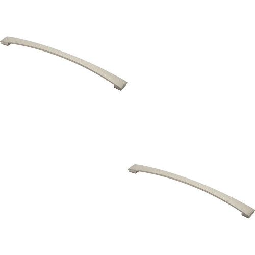 Loops 2x Curved Bow Pull Handle 338 x 25mm 320mm Fixing Centres Satin Nickel