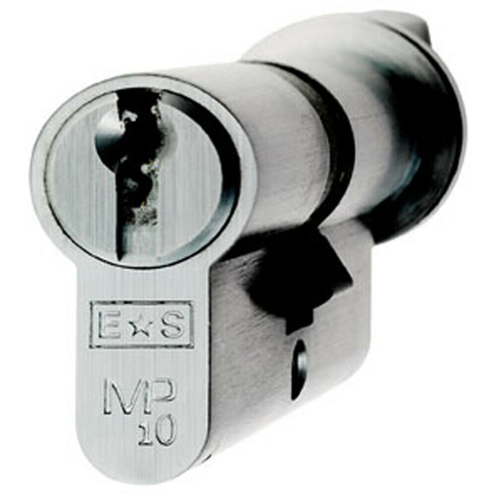 64Mm Euro Cylinder & Thumbturn Lock Keyed To Differ 10 Pin Satin Chrome 5056492573428