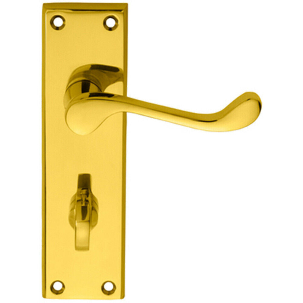 Loops Pair Victorian Scroll Handle On Bathroom Backplate 150 X 43Mm Polished Brass