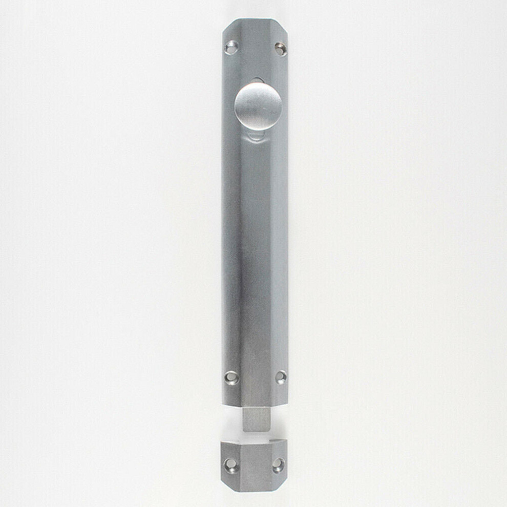Surface Mounted Flat Sliding Door Bolt Lock 202 x 36mm Satin Chrome