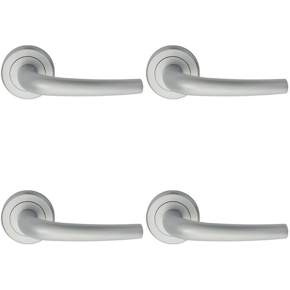 4x PAIR Curved Rounded Bar Handle Concealed Fix Round Rose Satin Chrome