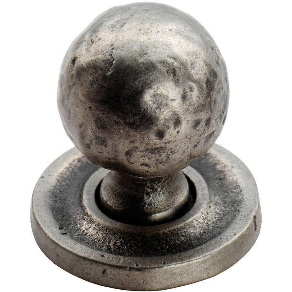 Hammered Ball Cupboard Door Knob 33mm Diameter Pewter Cabinet Handle