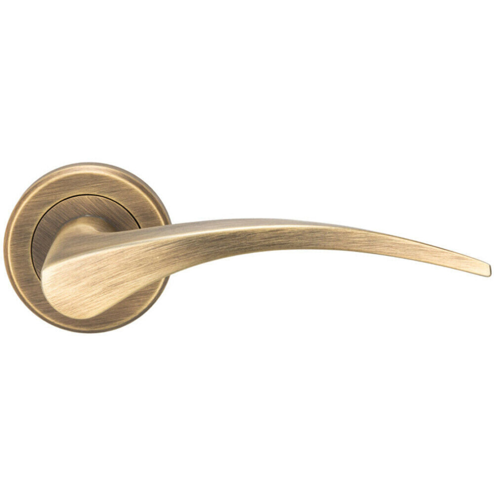 Loops Pair Arched Tapered Handle On Round Rose Concealed Fix Antique Brass