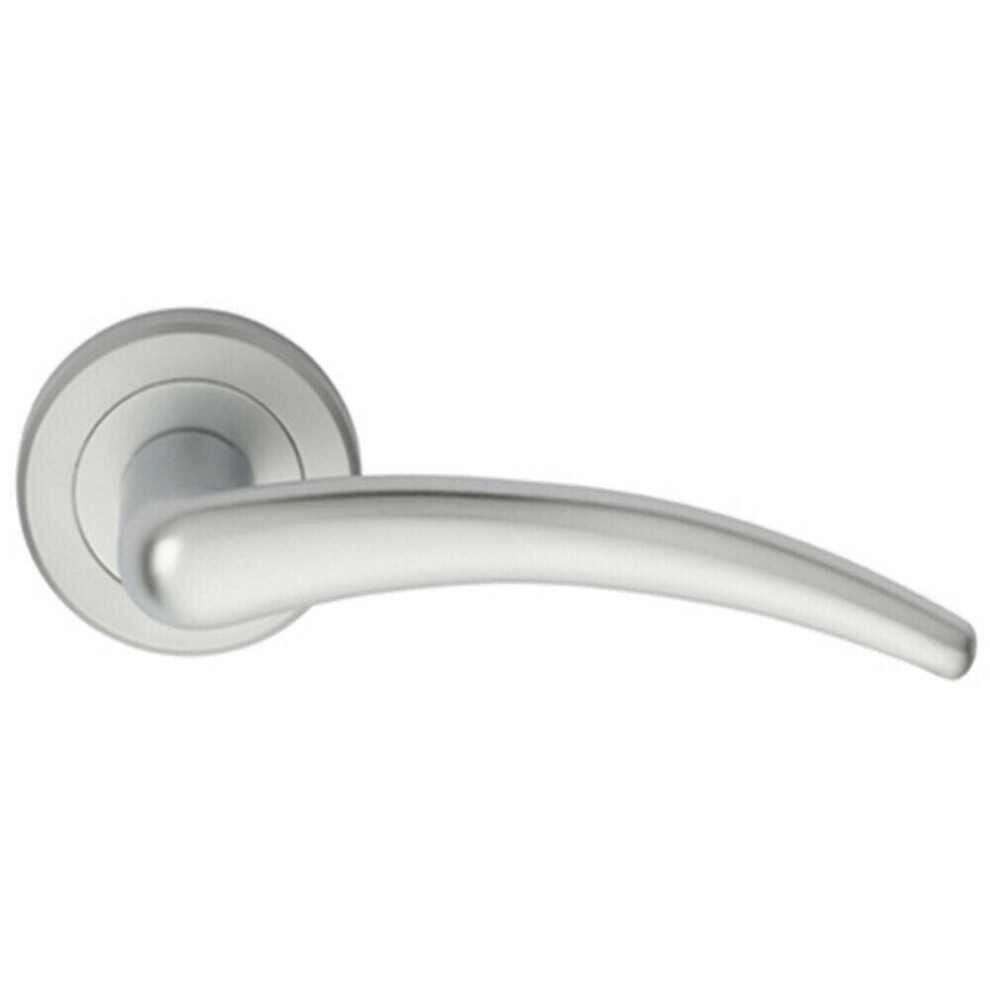 PAIR Arched Tapered Bar Handle On Round Rose Concealed Fix Satin Chrome