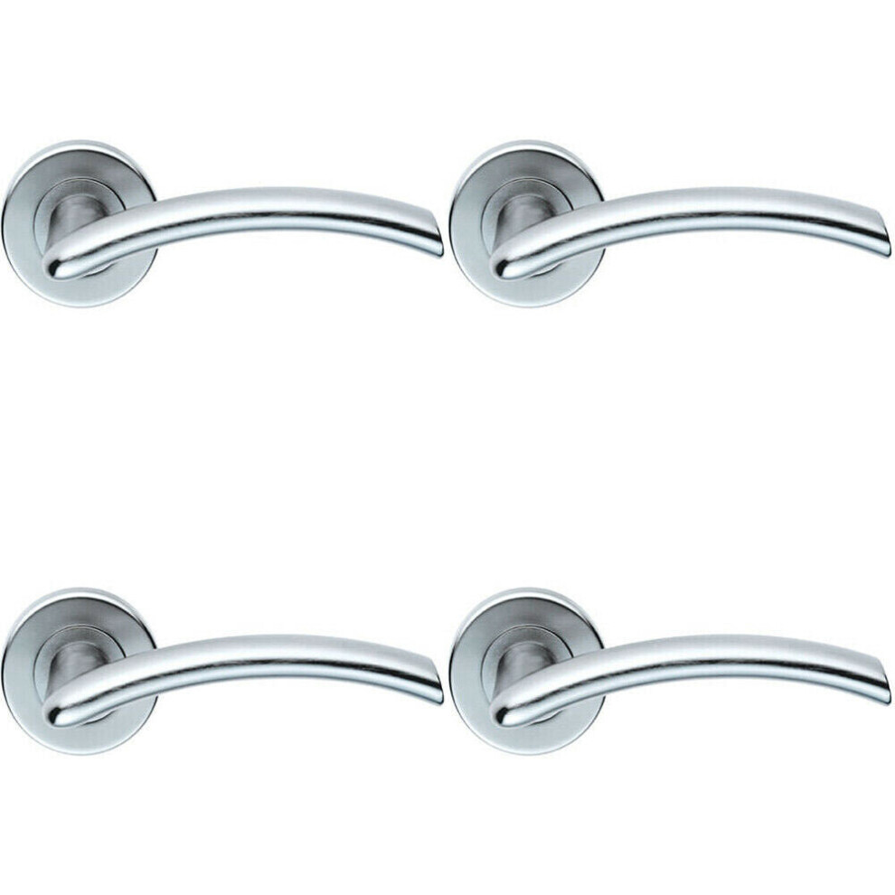 Loops 4X Pair Oval Shaped Arched Bar Handle Concealed Fix Round Rose Satin Chrome