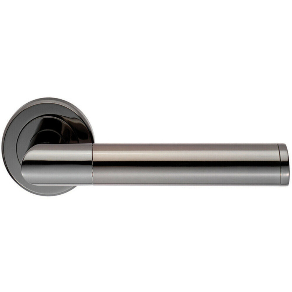 Pair Sectional Round Bar Handle On Round Rose Concealed Fix Black Nickel 5056492576153