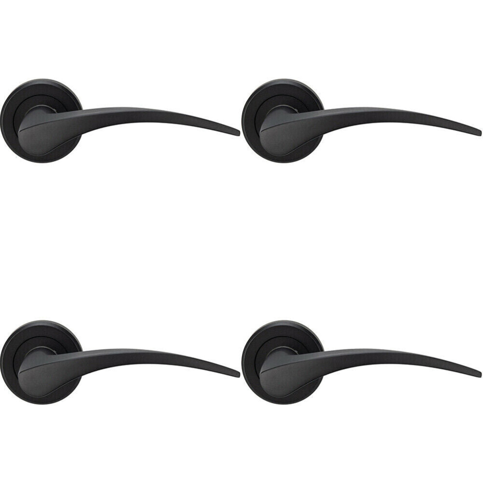 Loops 4X Pair Arched Tapered Handle On Round Rose Concealed Fix Matt Black Finish