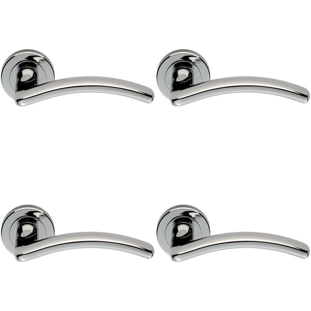 Loops 4X Pair Oval Shape Arched Bar Lever On Round Rose Concealed Fix Polished Chrome