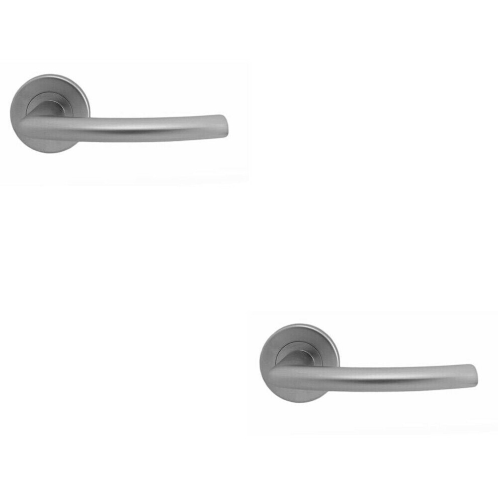 2X Pair Oval Shaped Curved Bar Handle Concealed Fix Round Rose Satin Chrome