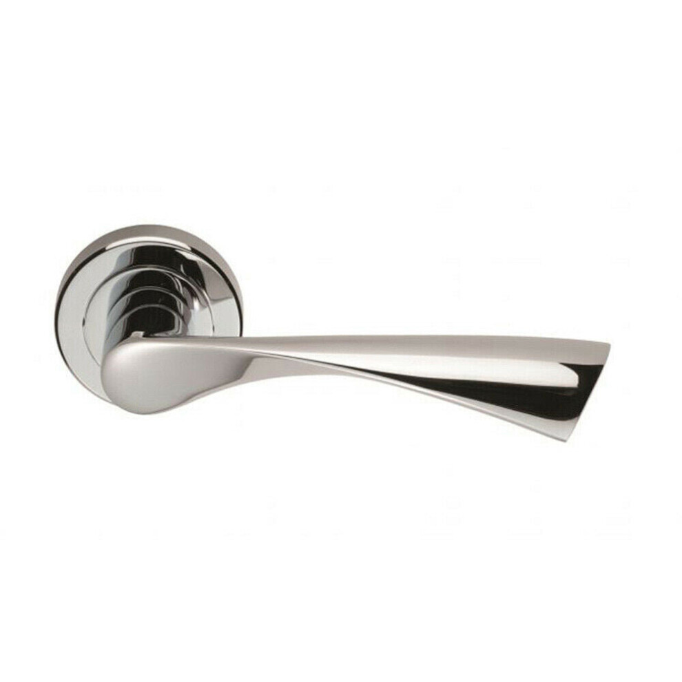 Loops Pair Angular Twisted Handle On Round Rose Concealed Fix Polished Chrome