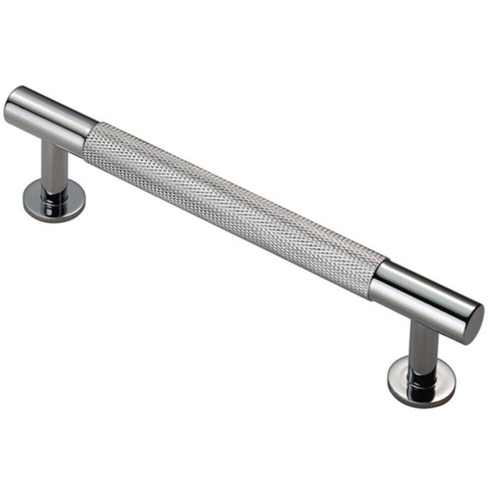 Loops Knurled Bar Door Pull Handle 158 X 13Mm 128Mm Fixing Centres Chrome