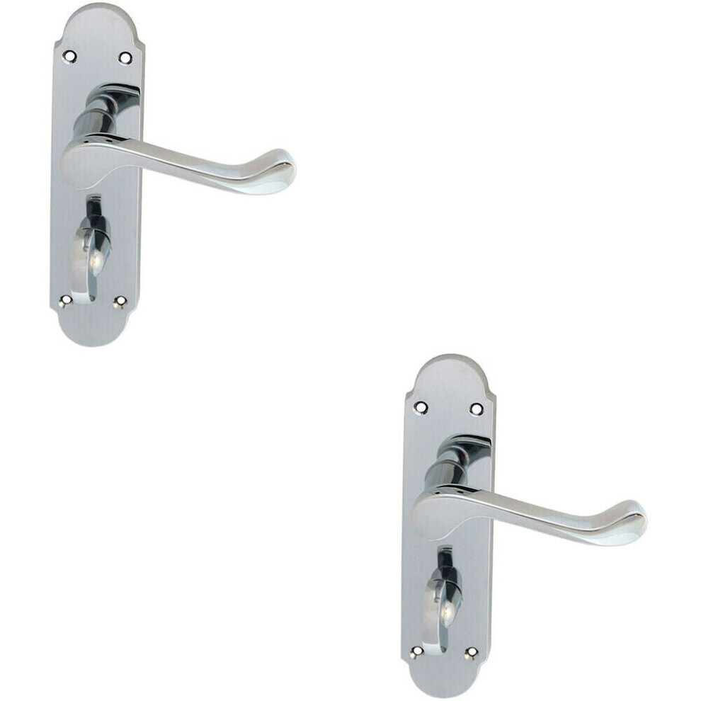 2X Pair Victorian Upturned Lever On Bathroom Backplate 170 X 42Mm Chrome 5056492595703