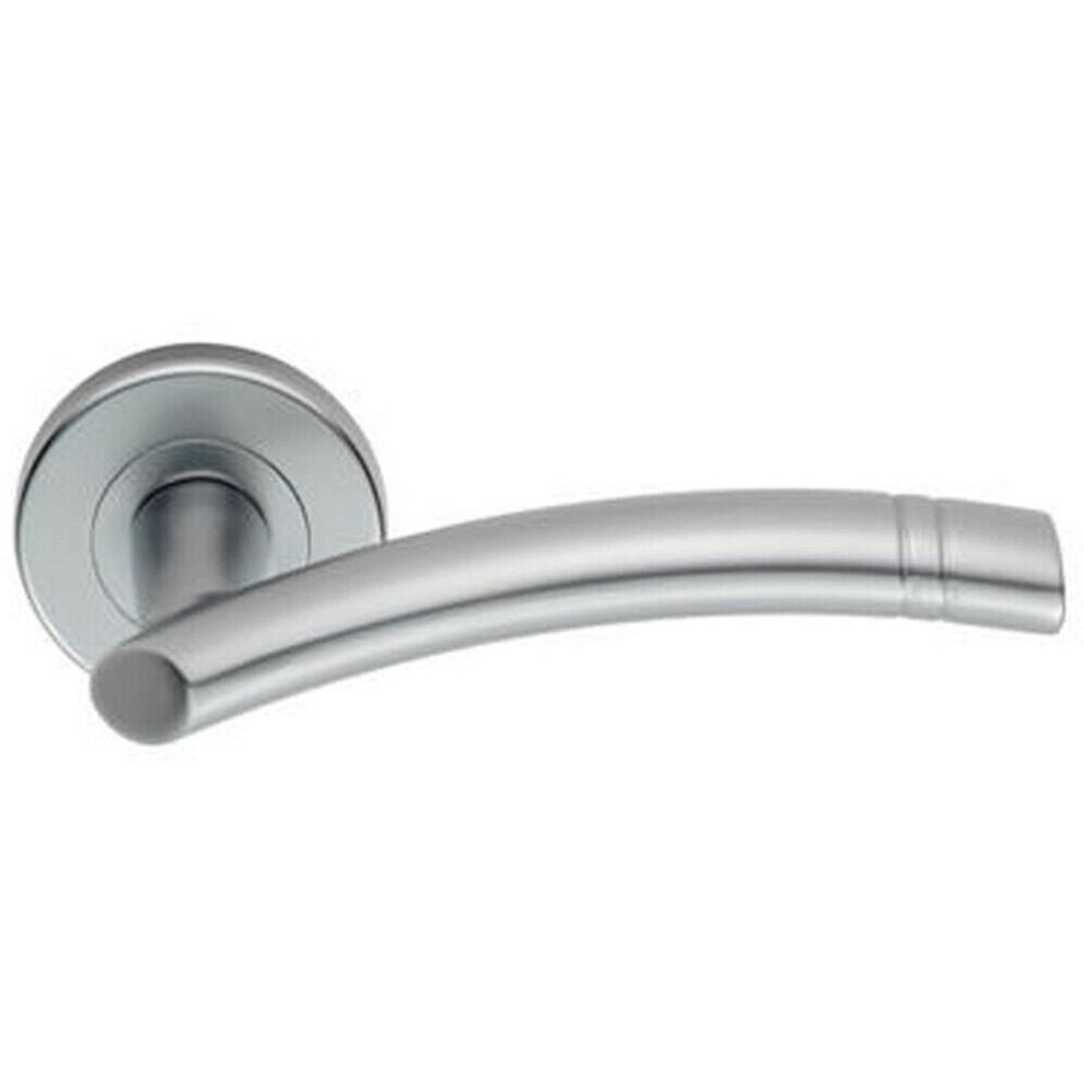 Loops Pair Arched Round Bar Handle With Ring Detailing Concealed Fix Satin Chrome