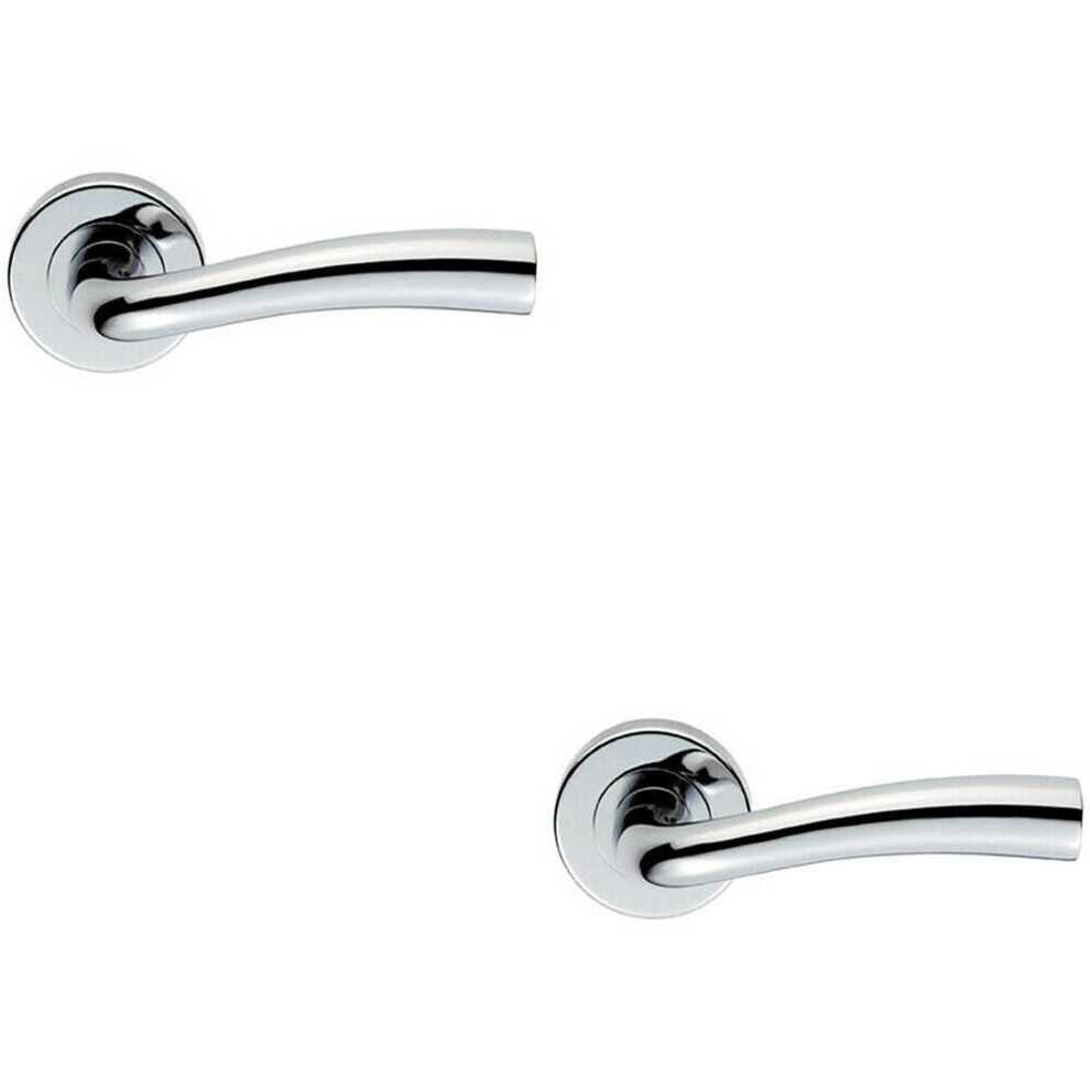 2X Pair Curved Flowing Flared Handle Concealed Fix Round Rose Polished Chrome