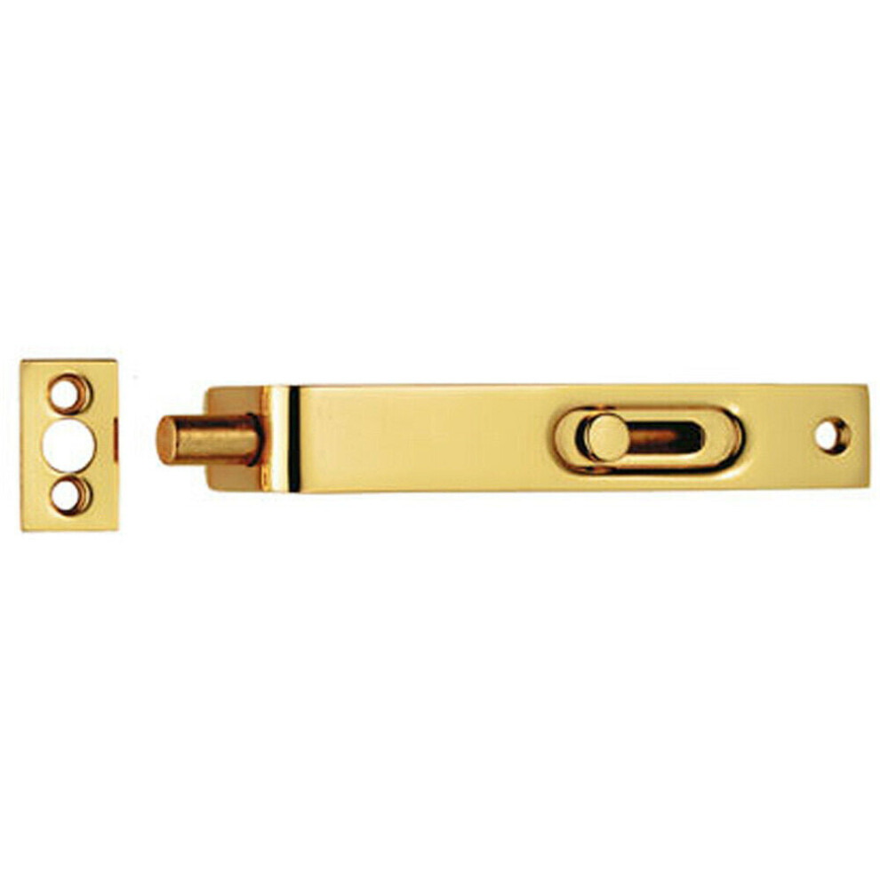 Sunk Slide Flush Door Bolt With Flat Keep Plate 102 X 17Mm Polished Brass 5056492568431