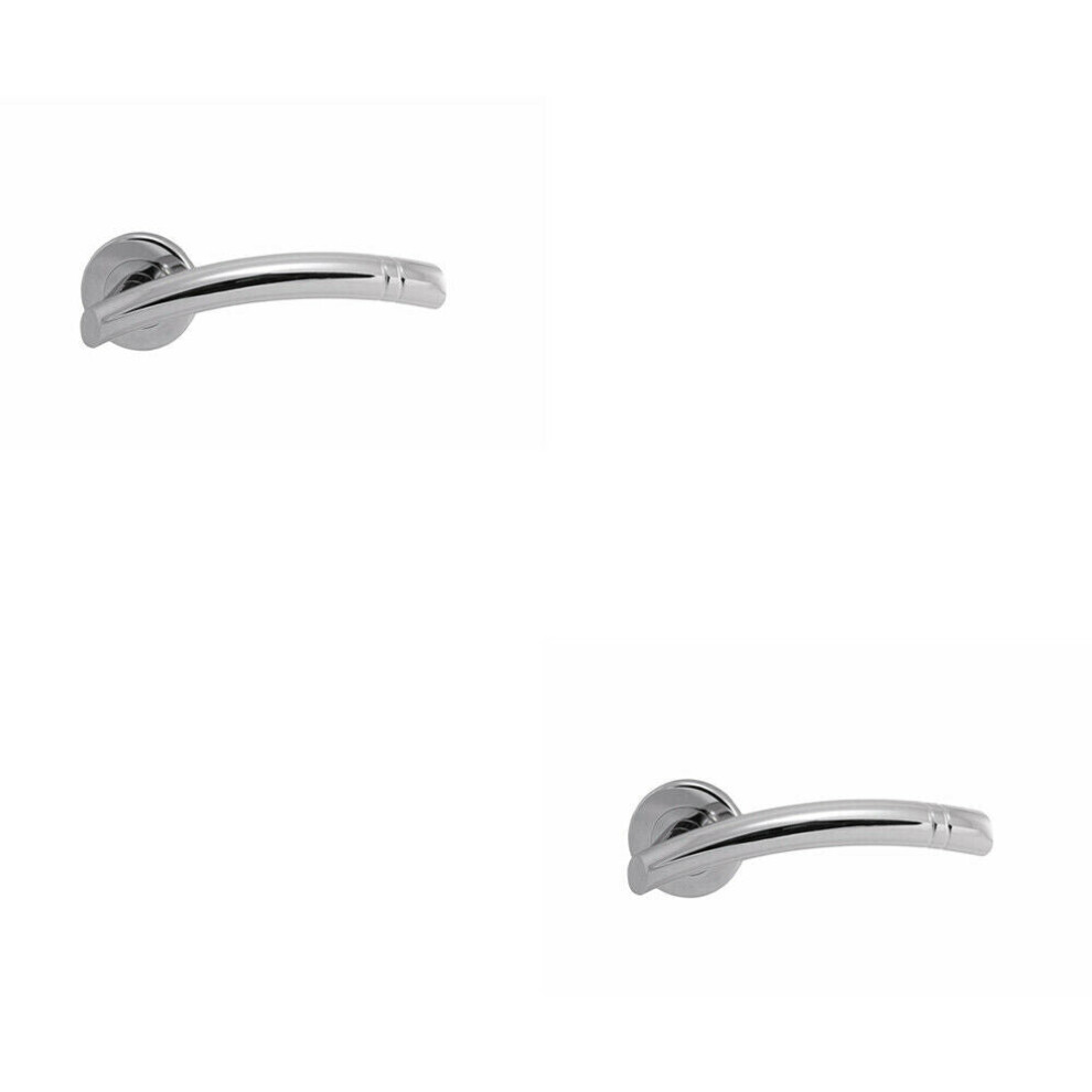Loops 2X Pair Arched Round Bar Lever With Ring Detailing Concealed Fix Polished Chrome
