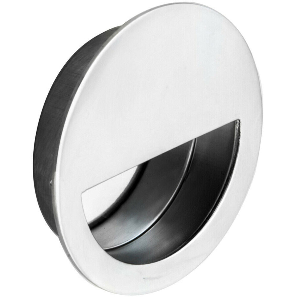 Loops Circular Low Profile Recessed Flush Pull 90Mm Diameter Bright Stainless Steel