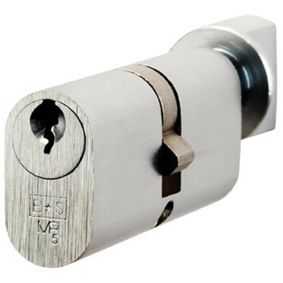 70mm Double OVAL Cylinder & Thumbturn Lock Keyed to Differ 5 Pin Satin Chrome