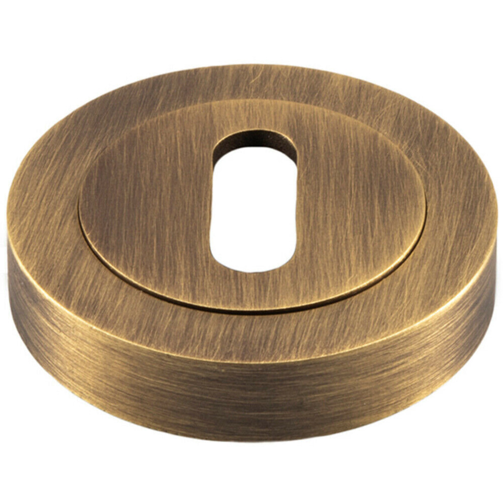Loops 50Mm Lock Profile Round Escutcheon Concealed Fix Antique Brass Keyhole Cover