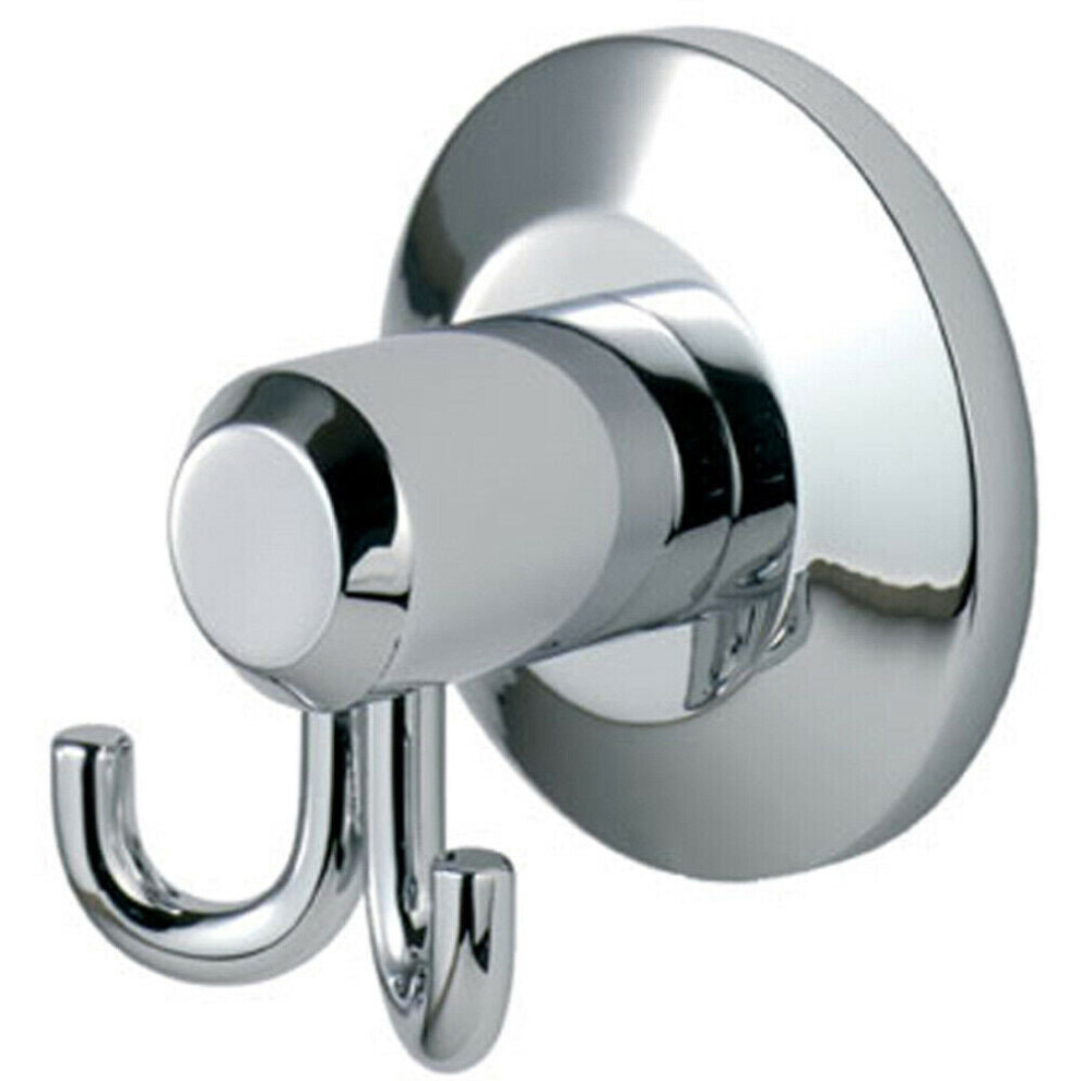 Twin Bathroom Robe Hook on Concealed Fix Rose 57mm Projection Polished Chrome