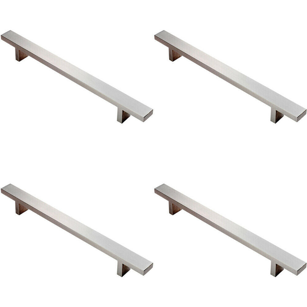 4x Rectangular T Bar Pull Handle 293 x 20mm 224mm Fixing Centres Stainless Steel